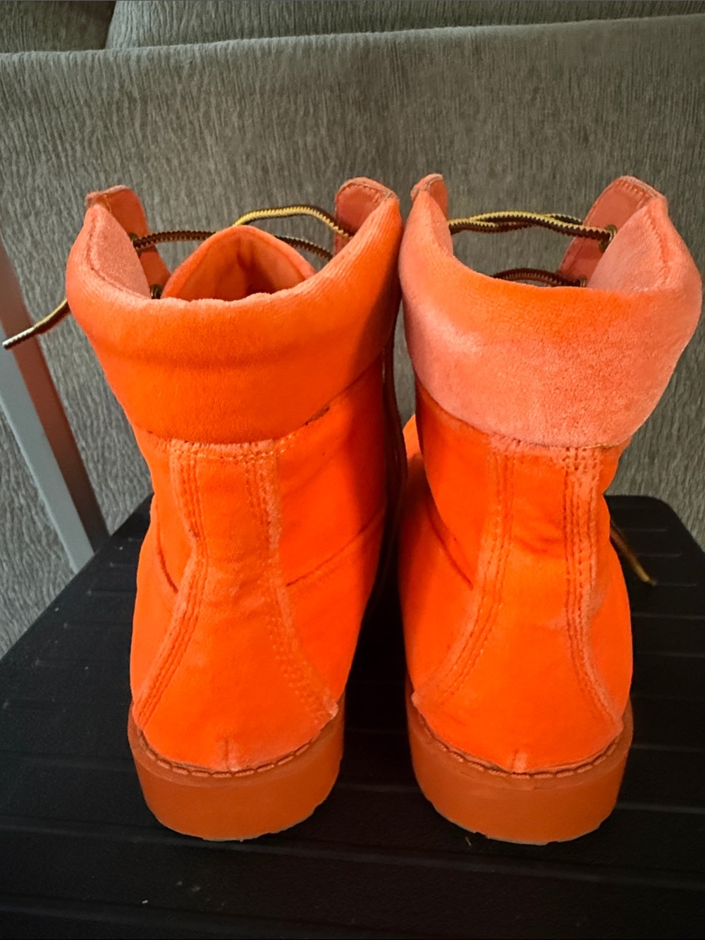 Liliana Woman’s Vibrant Orange Suede Lace-Up Boots - Picture 7 of 9